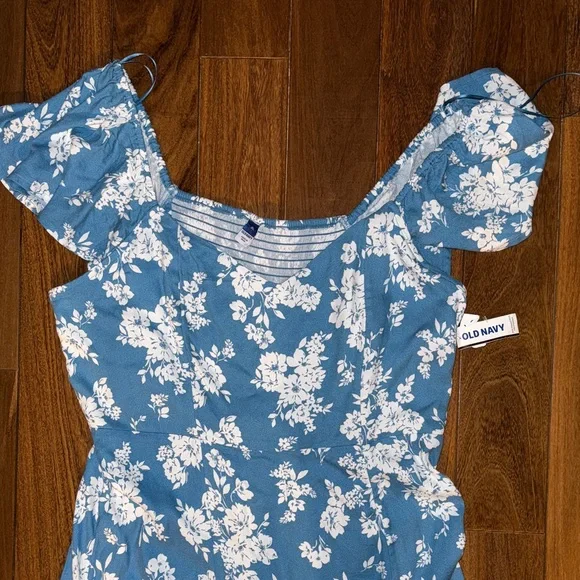 Old Navy Blue Dress with White Floral Design - Picture 2 of 4